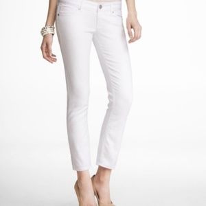 Express ankle crop white jeans